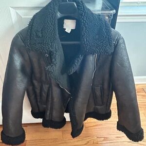 H&M Black Shearling Coat